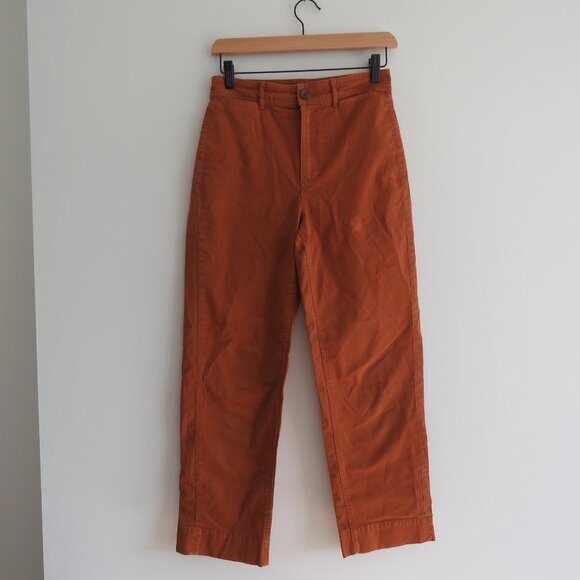 EVERLANE The Lightweight Straight-Leg Crop Pants in Burnt Orange Utility Size 0 - Picture 2 of 12